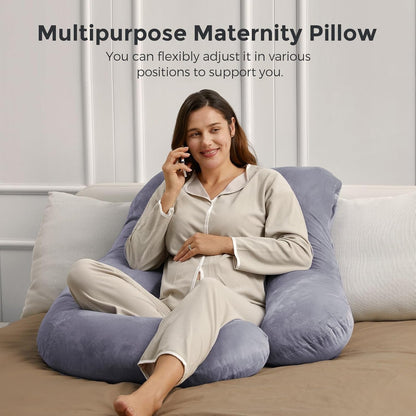 Momcozy U-Shaped Full Body Pregnancy Pillow Removable Cover 57" Gray