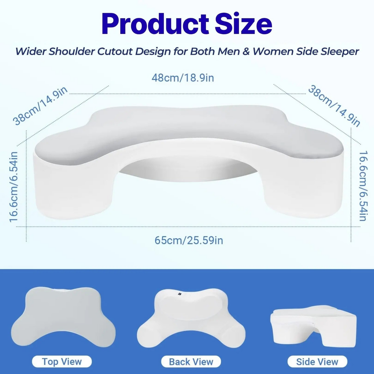 Goodinary® Side Sleeper Pillow with Arm Holes
