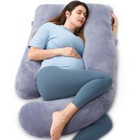 Momcozy U-Shaped Full Body Pregnancy Pillow Removable Cover 57" Gray