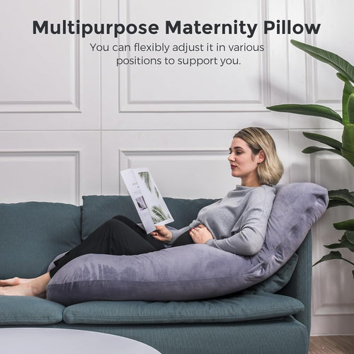 Momcozy U-Shaped Full Body Pregnancy Pillow Removable Cover 57" Gray